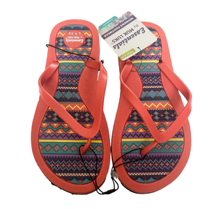 Muk Luks Woman’s Flip Flops Size Large 9 - 10 Orange Multicolor NWT